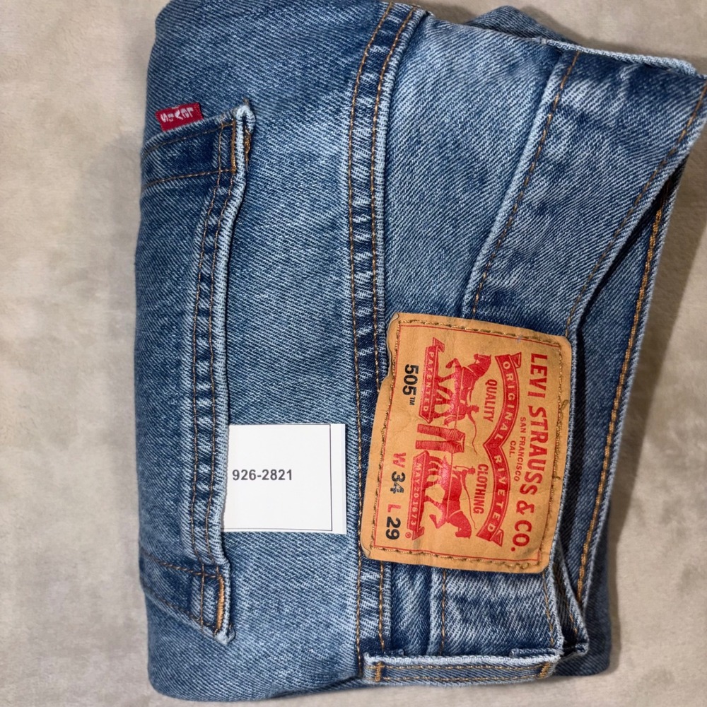 Levis 505 Regular Fit Straight Leg Jeans Blue Denim 34x29 00505-4834 - Picture 9 of 9